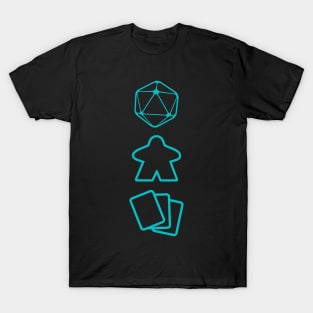 D20 Dice, Meeple and Cards - Board Game Inspired Graphic - Tabletop Gaming  - BGG T-Shirt